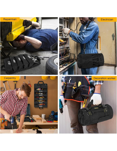 Bolsa de Herramientas Enrollable LEFOR-Z Negra 13 Compartimentos