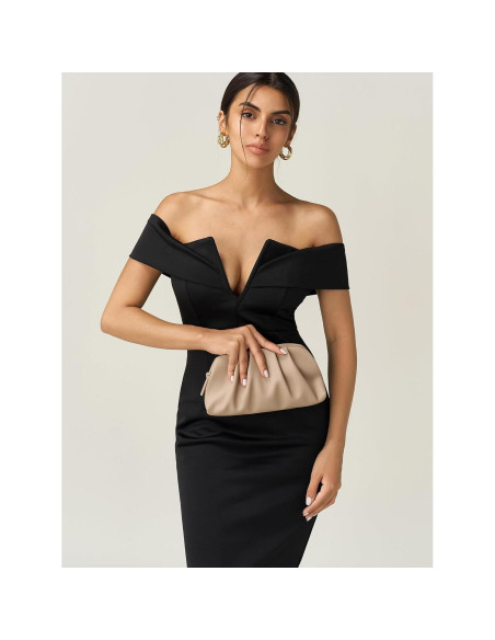 Cartera Clutch de Cuero Vegano SWEETV Beige 27.5x14cm Cartera Clutch de Cuero Vegano SWEETV Beige 27.5x14cm