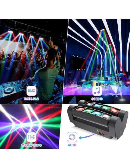 BETOPPER Luz de Escenario LED Spider RGBW 8x3W DMX-512