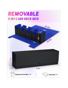 Caja de Barajas 5 en 1 UAONO Negra y Azul para 800 Cartas 2