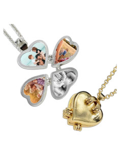 Collar de Corazón con Locket ZORZA - 2 Piezas, Oro y Plata