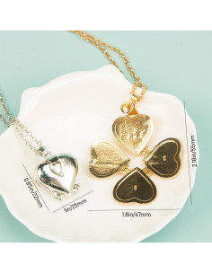 Collar de Corazón con Locket ZORZA - 2 Piezas, Oro y Plata 2