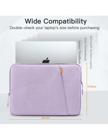 Funda para Laptop JETech 15" Impermeable Púrpura Claro