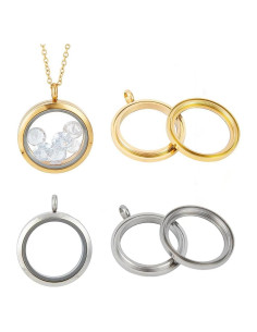 4 Colgantes de Foto de Acero Inoxidable DELORIGIN con Cadena 45cm