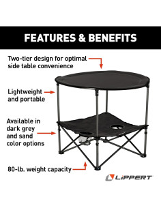 Mesa de Camping Plegable Lippert 2 Niveles Gris Oscuro 2
