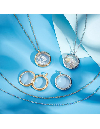 4 Colgantes de Foto de Acero Inoxidable DELORIGIN con Cadena 45cm