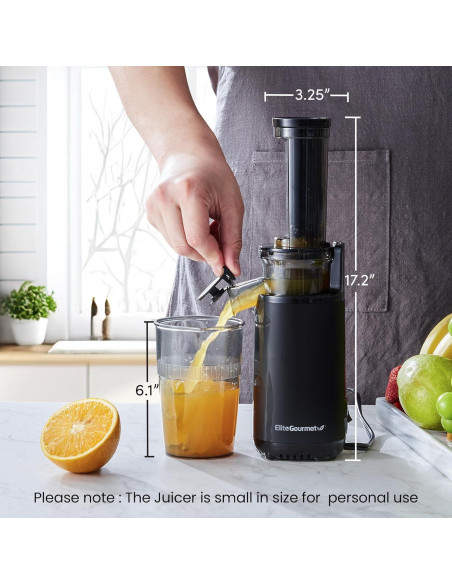 Exprimidor Masticador Elite Gourmet EJX600 0.47L Negro