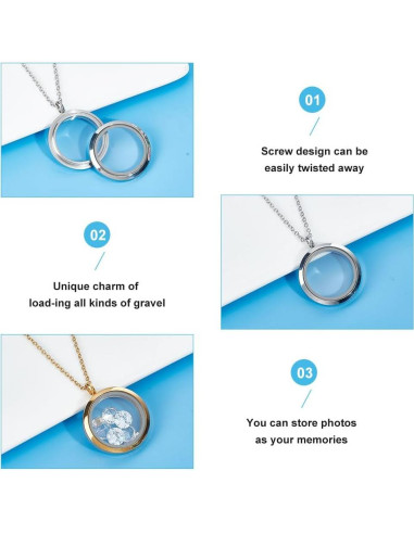 4 Colgantes de Foto de Acero Inoxidable DELORIGIN con Cadena 45cm