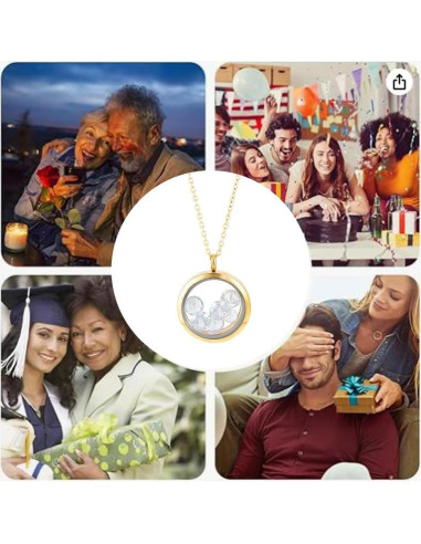 4 Colgantes de Foto de Acero Inoxidable DELORIGIN con Cadena 45cm