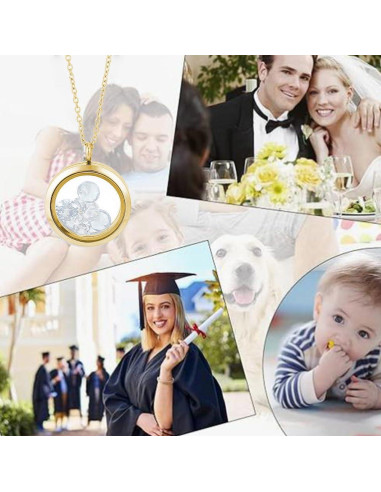 4 Colgantes de Foto de Acero Inoxidable DELORIGIN con Cadena 45cm