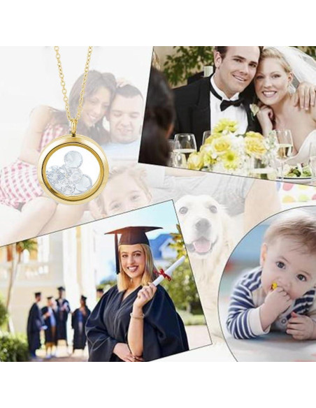 4 Colgantes de Foto de Acero Inoxidable DELORIGIN con Cadena 45cm 4 Colgantes de Foto de Acero Inoxidable DELORIGIN con Cadena 45cm