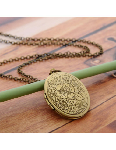 Collar Medallón Geométrico Grabado Vintage Bronce 7.87g