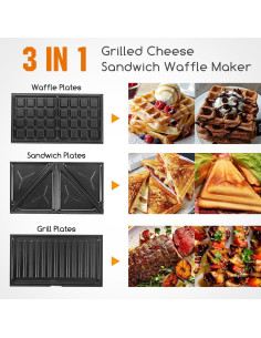 Sandwichera Aigostar 3 en 1 Grill Waffle 750W Antiadherente 2