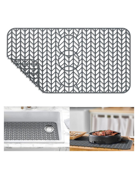 GUUKIN Alfombrilla de Silicona para Fregadero 73.66x39.05cm Gris