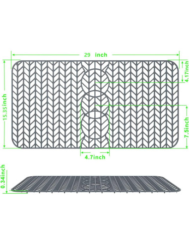 GUUKIN Alfombrilla de Silicona para Fregadero 73.66x39.05cm Gris