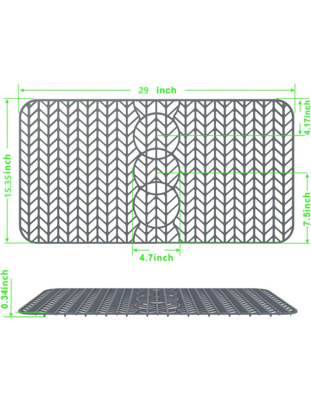 GUUKIN Alfombrilla de Silicona para Fregadero 73.66x39.05cm Gris