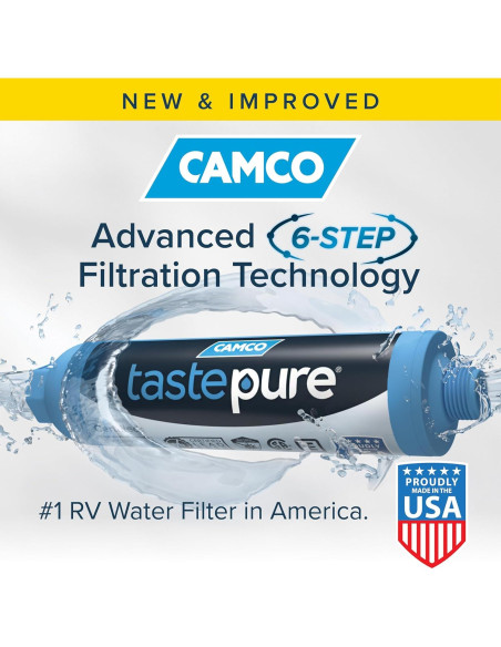 Filtro de Agua Camco Tastepure RV 40043 - Alto Flujo y Compacto