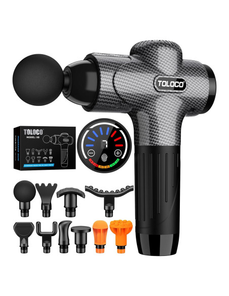 Pistola de Masaje TOLOCO X8, 10 Cabezas, 7 Velocidades, Silenciosa Pistola de Masaje TOLOCO X8, 10 Cabezas, 7 Velocidades, Silenciosa