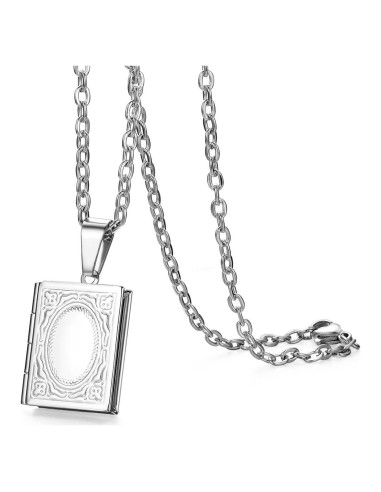 Collar Locket Religioso OIDEA Acero Inoxidable Plata 2.4x1.8cm