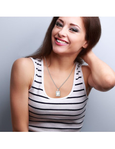 Collar Locket Religioso OIDEA Acero Inoxidable Plata 2.4x1.8cm 2