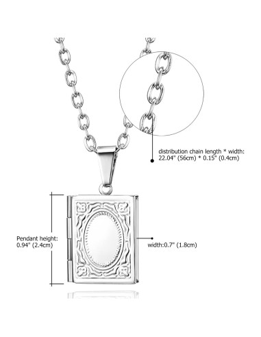 Collar Locket Religioso OIDEA Acero Inoxidable Plata 2.4x1.8cm