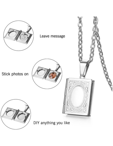 Collar Locket Religioso OIDEA Acero Inoxidable Plata 2.4x1.8cm