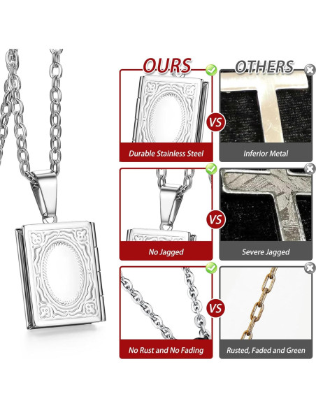 Collar Locket Religioso OIDEA Acero Inoxidable Plata 2.4x1.8cm