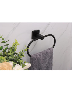 Soporte de Toalla TocTen Ovalado Acero Inoxidable Negro Mate 2