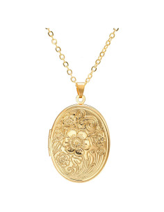 Collar medallón ovalado grabado Jommy oro 50cm para fotos