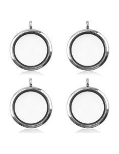 Encantos de Locket de Memoria WANDIC - 4 Piezas Plata