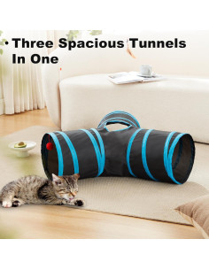 Túnel para Gatos Love's Cabin 3 Vías Plegable Azul 2