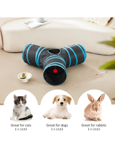 Túnel para Gatos Love's Cabin 3 Vías Plegable Azul