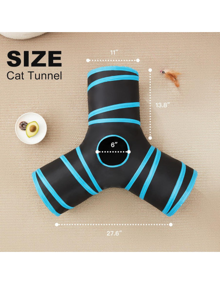 Túnel para Gatos Love's Cabin 3 Vías Plegable Azul
