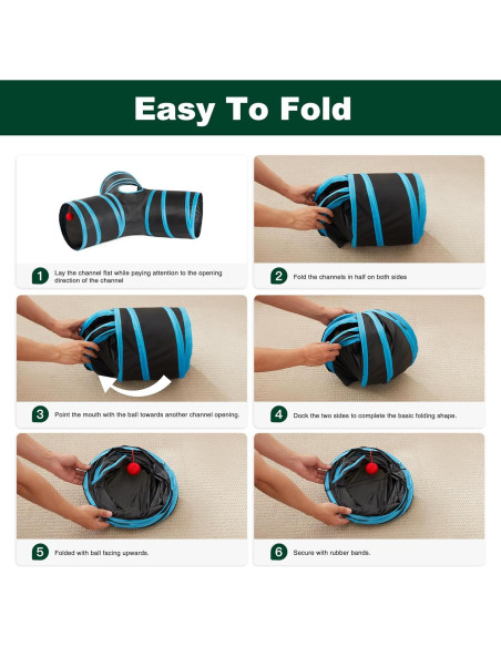 Túnel para Gatos Love's Cabin 3 Vías Plegable Azul