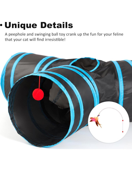 Túnel para Gatos Love's Cabin 3 Vías Plegable Azul