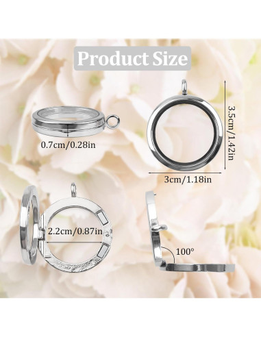 Encantos de Locket de Memoria WANDIC - 4 Piezas Plata