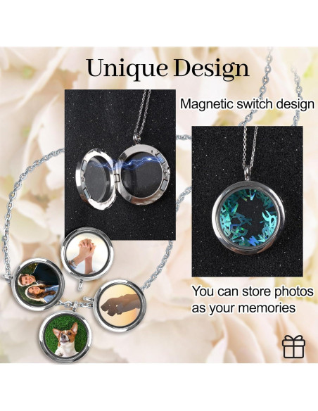 Encantos de Locket de Memoria WANDIC - 4 Piezas Plata Encantos de Locket de Memoria WANDIC - 4 Piezas Plata