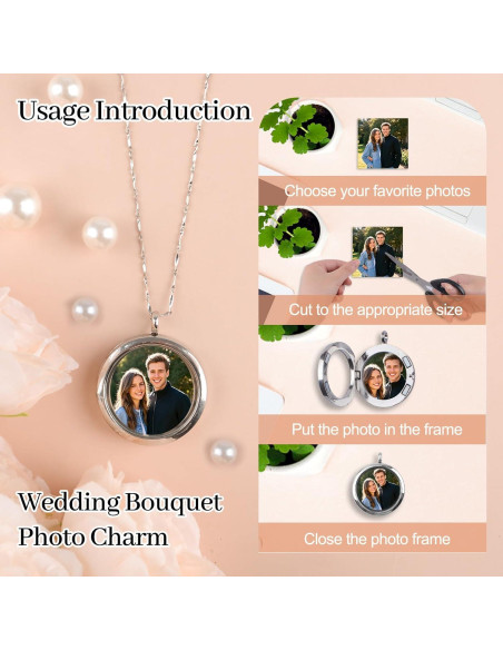 Encantos de Locket de Memoria WANDIC - 4 Piezas Plata Encantos de Locket de Memoria WANDIC - 4 Piezas Plata