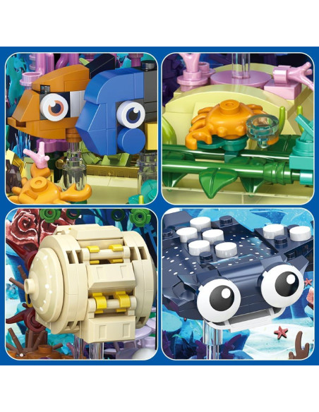 Conjunto de Bloques de Construcción RiceBlock 875 Piezas Acuario