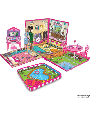 Barbie ZipBin Casa de Ensueño 40 Muñecas y Alfombrilla