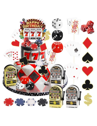 Set de Decoraciones para Pasteles Hooqict Casino 24 Piezas
