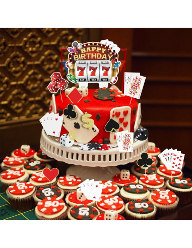 Set de Decoraciones para Pasteles Hooqict Casino 24 Piezas
