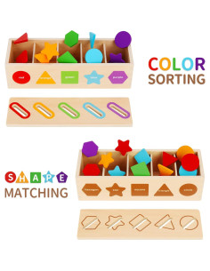 Juguetes Montessori KMTJT Clasificadores de Color y Forma 2