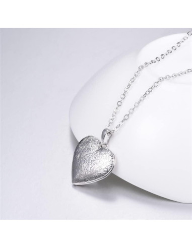 Collar Locket de Acero Inoxidable Plata 2 Piezas Corazón