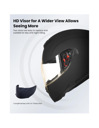 Casco ILM Full Face Motocicleta Modelo 317 Negro Mate S