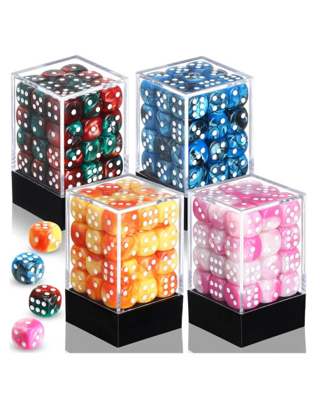 Set de 144 Dados D6 de 12mm Foilswirl en 4 Colores
