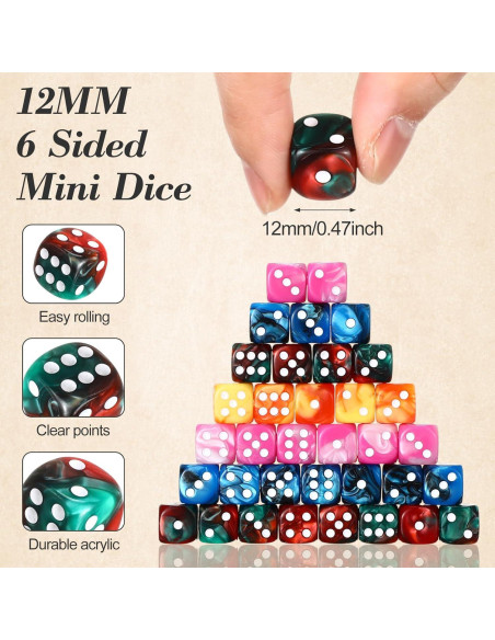 Set de 144 Dados D6 de 12mm Foilswirl en 4 Colores