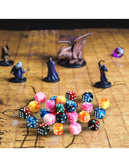 Set de 144 Dados D6 de 12mm Foilswirl en 4 Colores