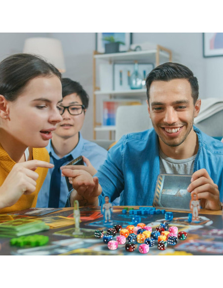 Set de 144 Dados D6 de 12mm Foilswirl en 4 Colores