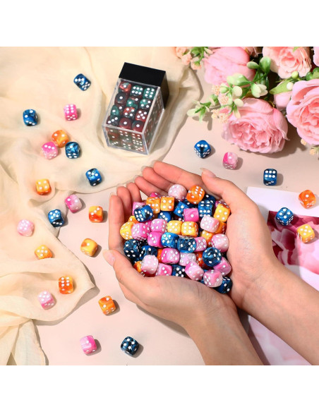 Set de 144 Dados D6 de 12mm Foilswirl en 4 Colores